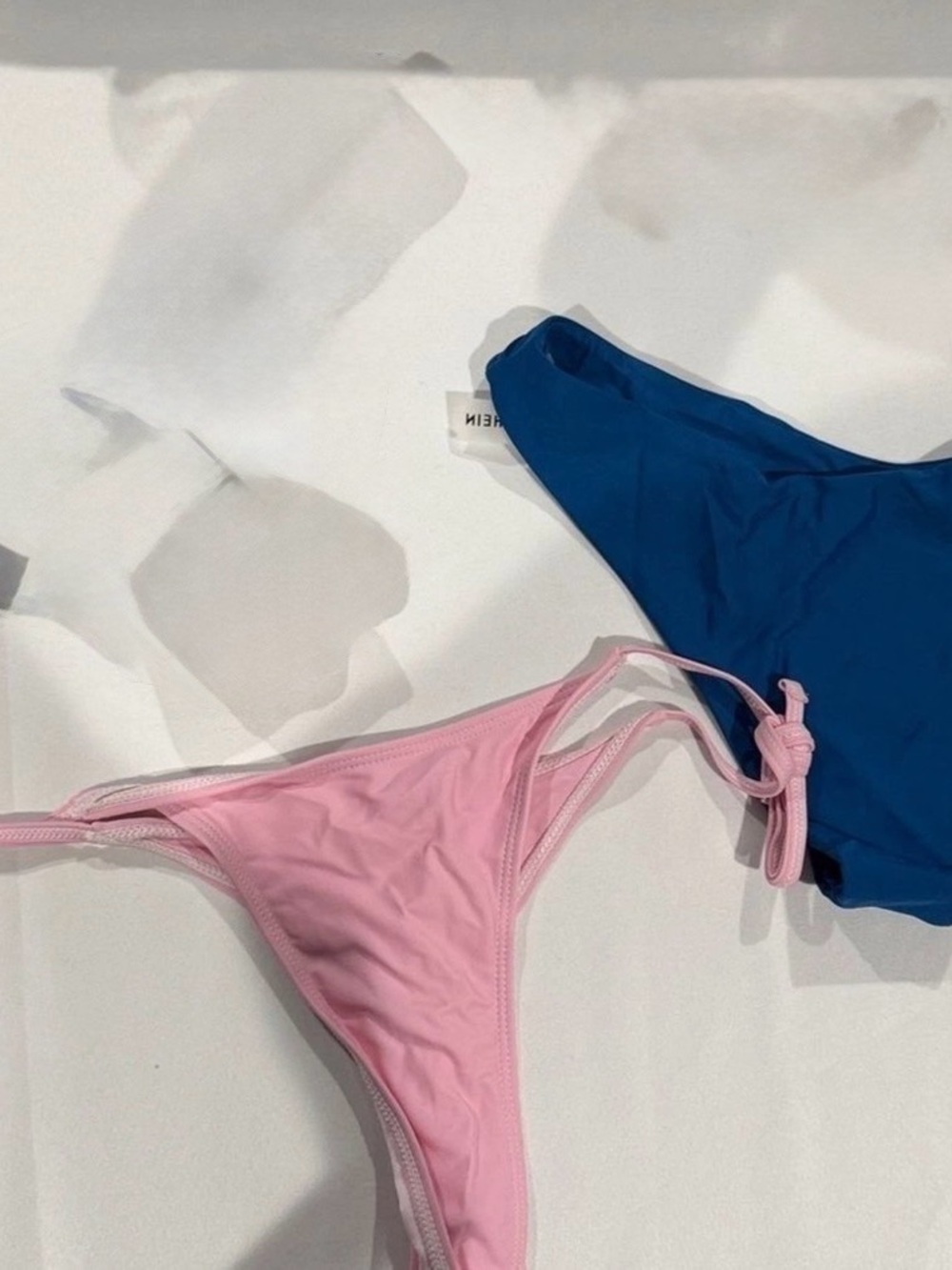 SHEIN Pink Tie-Side & Blue High-Cut Bikini Bottoms